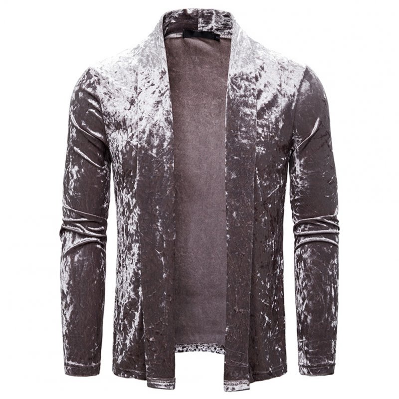 Men's Jacket Basic Fit Type Long-sleeve Lapel Mid-length Cardigan Light gray _M