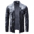 Men s Jacket Basic Fit Type Long sleeve Lapel Mid length Cardigan Dark gray M