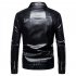 Men s Jacket Motorcycle Leather Autumn Large Size Lapels Pu Casual Jacket Black 2XL