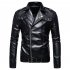 Men s Jacket Motorcycle Leather Autumn Large Size Lapels Pu Casual Jacket Black 2XL