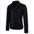 Men s Jackets Autumn Diagonal Zipper Solid Color Lapel Casual Jacket Black  3XL