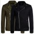 Men s Jackets Autumn Diagonal Zipper Solid Color Lapel Casual Jacket Black  3XL