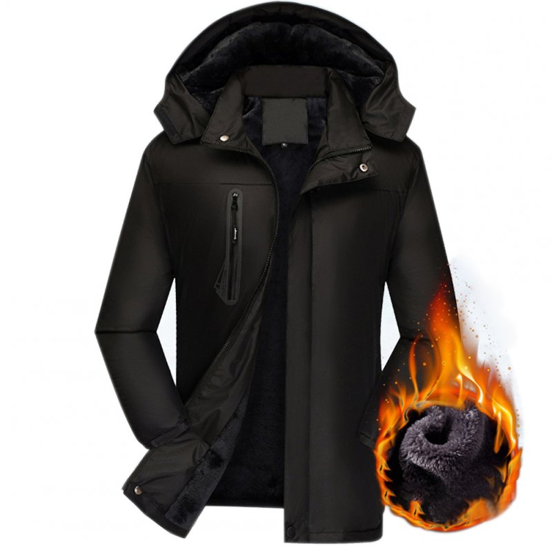 Men's Jackets Autumn and Winter Thick Waterproof Windproof Warm Mountaineering Ski Clothes black_XL