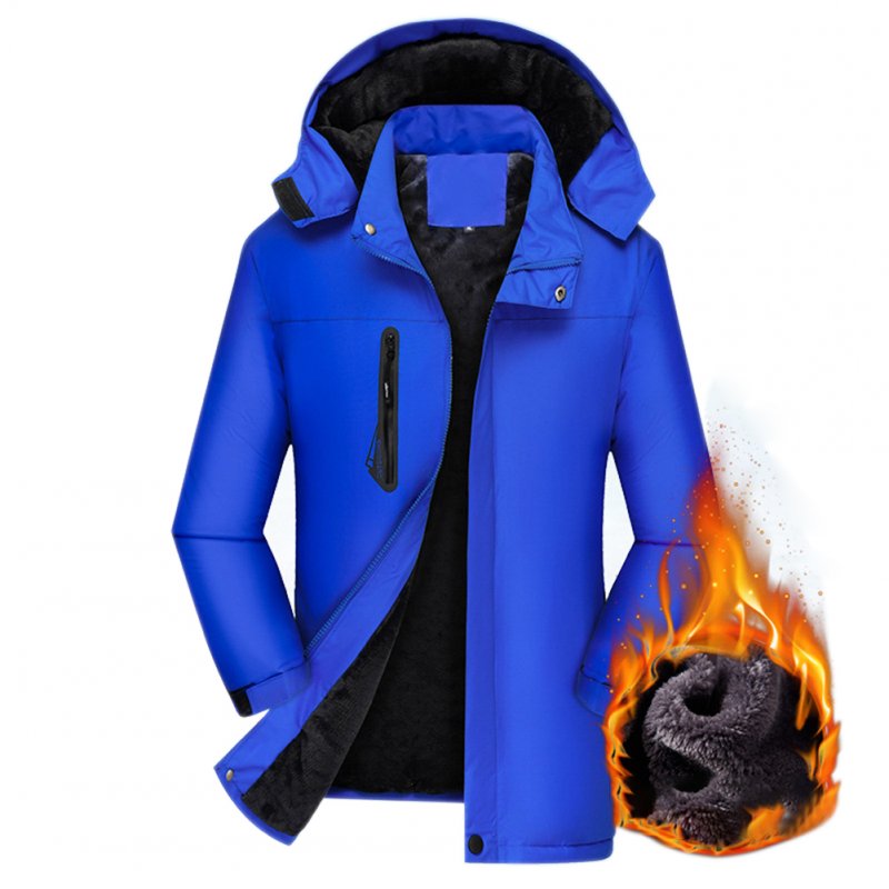Men's Jackets Autumn and Winter Thick Waterproof Windproof Warm Mountaineering Ski Clothes blue_L