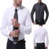 Men s Leisure Shirt Autumn Solid Color Long sleeve Business Shirt White  L