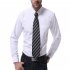 Men s Leisure Shirt Autumn Solid Color Long sleeve Business Shirt White  XL