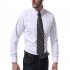 Men s Leisure Shirt Autumn Solid Color Long sleeve Business Shirt White  L