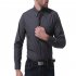 Men s Leisure Shirt Autumn Solid Color Long sleeve Business Shirt Black  L