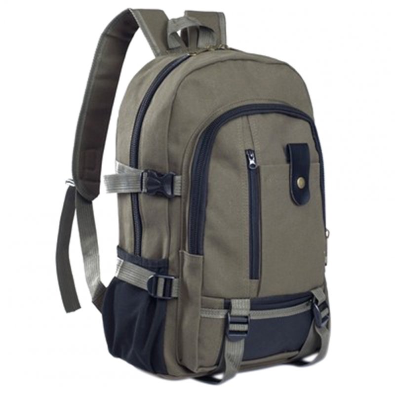 Men's Multi Pockets Canvas Backpack Green