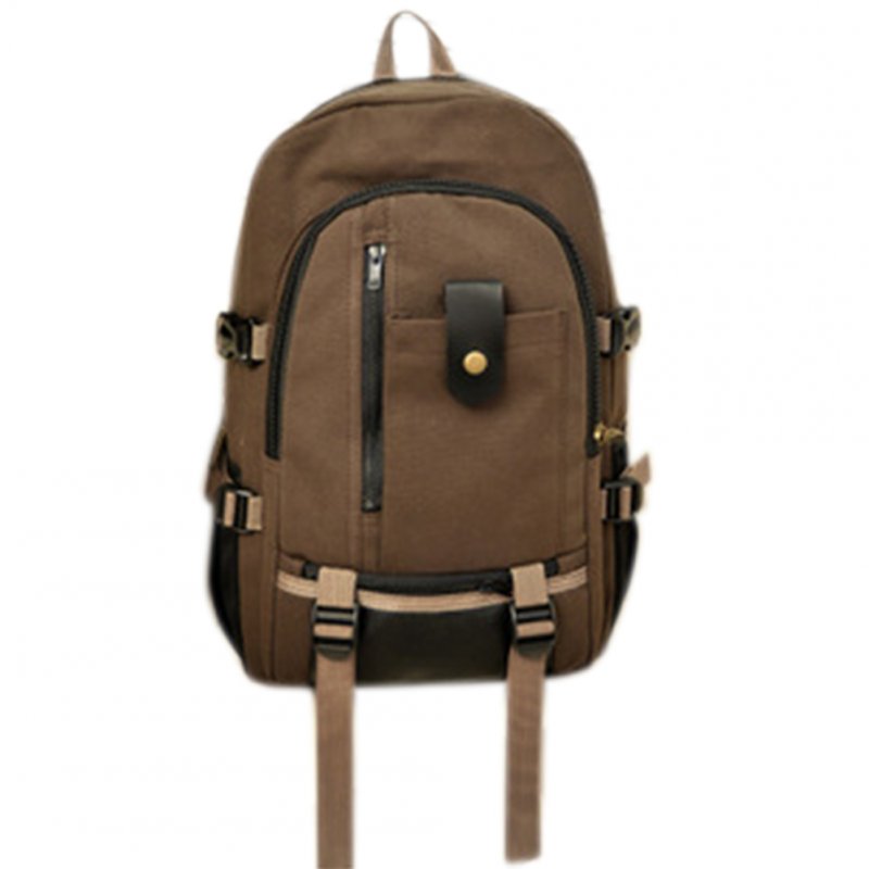 Men's Multi Pockets Canvas Backpack Brown