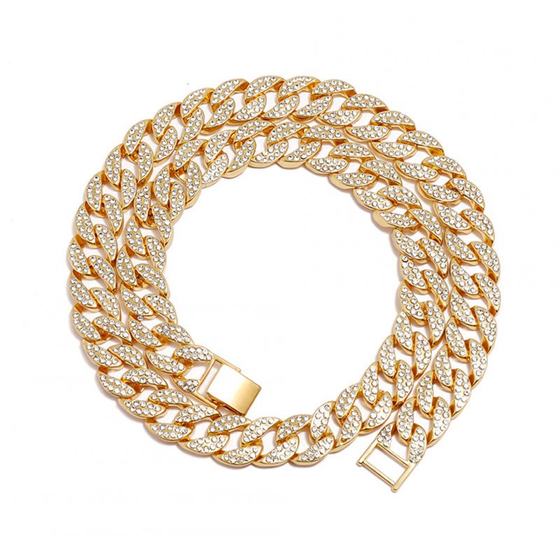 Men's Necklace Hip-hop Style Full-diamond Chain Necklace Bracelet Necklace-gold 60cm