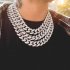 Men s Necklace Hip hop Style Full diamond Chain Necklace Bracelet Necklace Silver 60cm