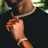 Men s Necklace Hip hop Style Full diamond Chain Necklace Bracelet Necklace gold 46cm