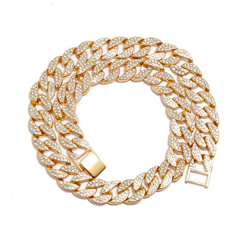 Men's Necklace Hip-hop Style Full-diamond Chain Necklace Bracelet Necklace-gold 50cm