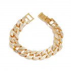 Men's Necklace Hip-hop Style Full-diamond Chain Necklace Bracelet Bracelet-gold 20cm