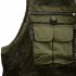 Men s Outdoor Sports Photography Fishing Multi Pocket Zipper Casual Loose Mesh Vest Army green XXXXL