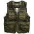 Men s Outdoor Sports Photography Fishing Multi Pocket Zipper Casual Loose Mesh Vest Army green XXXXL