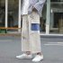 Men s Overalls Summer Loose Printing Straight Ankle length Trousers Beige  XXL