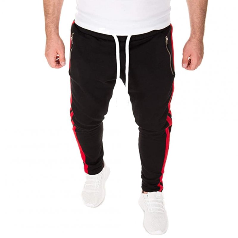 Men's Pants Loose Casual Stitching Beam Feet Sports Trousers Black _S
