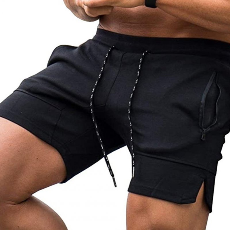 Men's Pants Summer Multicolor Sports Beach Zipper Pocket Loose Shorts Black DL368_L