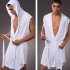 Men s Sexy Casual Night Robe Sleeveless Sleepwear Hooded Ultra Thin Pajama gray S