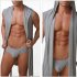 Men s Sexy Casual Night Robe Sleeveless Sleepwear Hooded Ultra Thin Pajama gray M