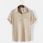 Men's Short Sleeve Shirt Casual Top Loose Solid Color Lapel Shirt Tops Summer Beach Shirt