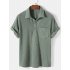 Men s Short Sleeve Shirt Casual Top Loose Solid Color Lapel Shirt Tops Summer Beach Shirt light blue M