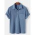 Men s Short Sleeve Shirt Casual Top Loose Solid Color Lapel Shirt Tops Summer Beach Shirt light blue M