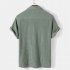 Men s Short Sleeve Shirt Casual Top Loose Solid Color Lapel Shirt Tops Summer Beach Shirt light blue M