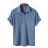 Men s Short Sleeve Shirt Casual Top Loose Solid Color Lapel Shirt Tops Summer Beach Shirt light blue M