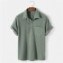 Men s Short Sleeve Shirt Casual Top Loose Solid Color Lapel Shirt Tops Summer Beach Shirt light blue L