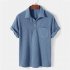 Men s Short Sleeve Shirt Casual Top Loose Solid Color Lapel Shirt Tops Summer Beach Shirt light blue M