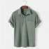 Men s Short Sleeve Shirt Casual Top Loose Solid Color Lapel Shirt Tops Summer Beach Shirt light blue M