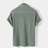 Men s Short Sleeve Shirt Casual Top Loose Solid Color Lapel Shirt Tops Summer Beach Shirt green S