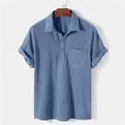 Men's Short Sleeve Shirt Casual Top Loose Solid Color Lapel Shirt Tops Summer Beach Shirt