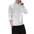 Men s Sweatshirt Round Neck Long sleeved Solid Color Bottoming Shirt Lake blue M