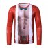 Men s T shirt 3d Printed Crew neck Christmas Long sleeve T shirt red M