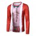 Men s T shirt 3d Printed Crew neck Christmas Long sleeve T shirt red XL