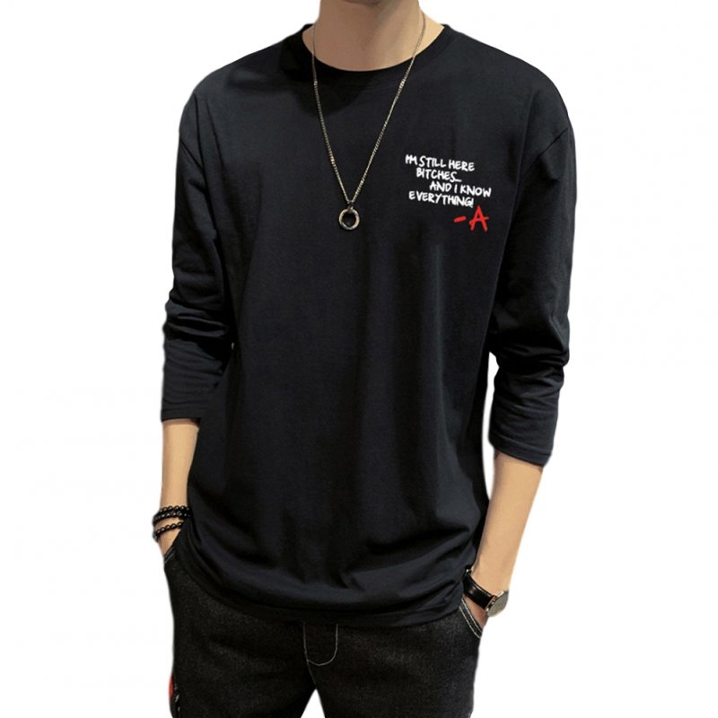 Men's T-shirt Autumn Long-sleeve Thin Type Loose Bottoming Shirt  black_3XL