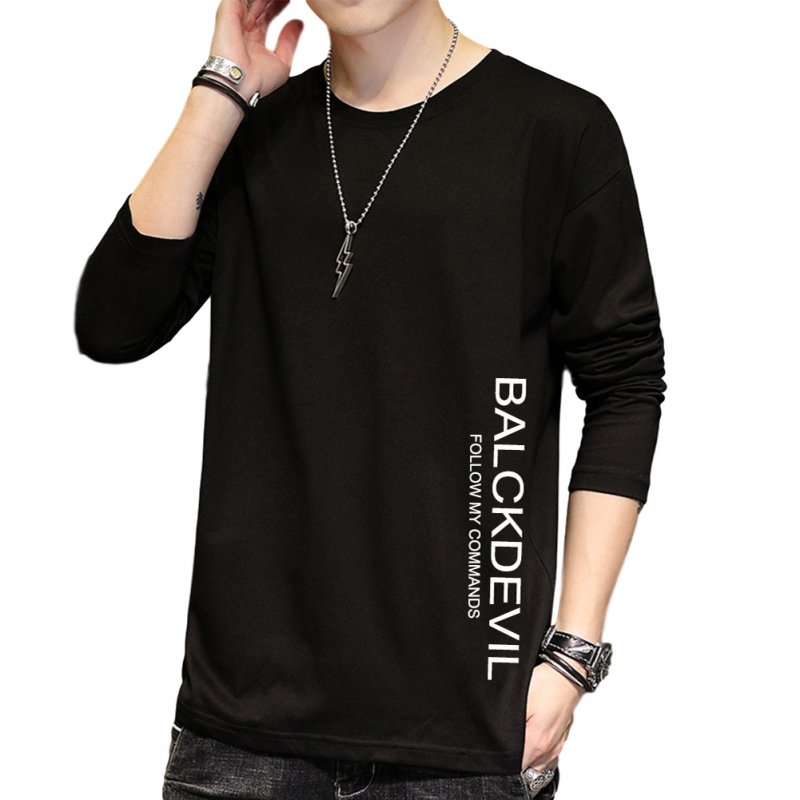 Men's T-shirt Autumn Long-sleeve Thin Type Loose Bottoming Shirt  black_4XL