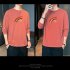 Men s T shirt Autumn Printing Loose Long sleeve Bottoming Shirt Red  XL
