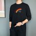 Men s T shirt Autumn Printing Loose Long sleeve Bottoming Shirt Black XL