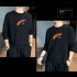 Men s T shirt Autumn Printing Loose Long sleeve Bottoming Shirt Black XL