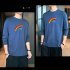 Men s T shirt Autumn Printing Loose Long sleeve Bottoming Shirt Dark blue M