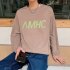 Men s T shirt Spring and Autumn Long sleeve Letter Printing Crew  Neck All match Bottoming Shirt Brown  L