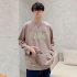 Men s T shirt Spring and Autumn Long sleeve Letter Printing Crew  Neck All match Bottoming Shirt Brown  XL