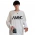Men s T shirt Spring and Autumn Long sleeve Letter Printing Crew  Neck All match Bottoming Shirt Blue  L