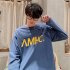Men s T shirt Spring and Autumn Long sleeve Letter Printing Crew  Neck All match Bottoming Shirt Blue M