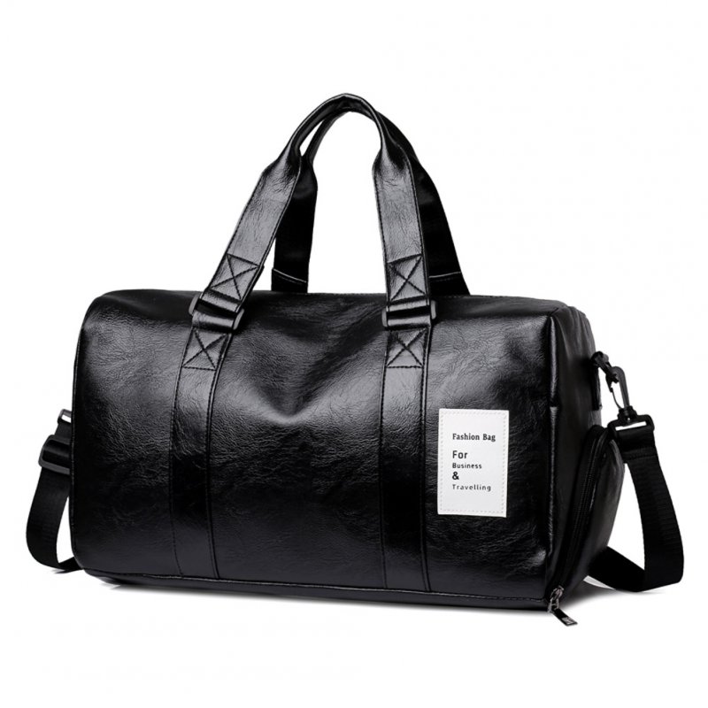 Men's Travelling Bag PU Waterproof Gym Yoga Sports Portable Travel Bag black#_24 inches